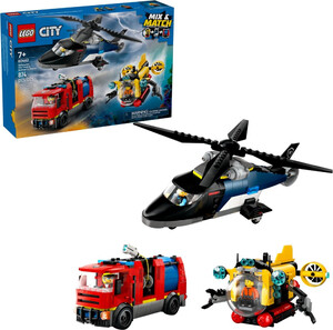 LEGO 60462 Zestaw z helikopterem, wozem strażackim i łodzią podwodną